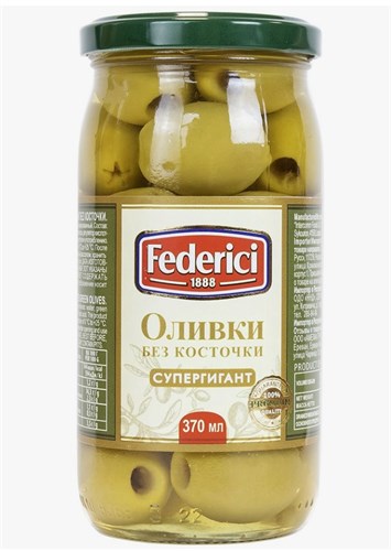 Оливки Супергигант б/к  FEDERICI ст/б, Греция, 345гр 2110 - фото 5311