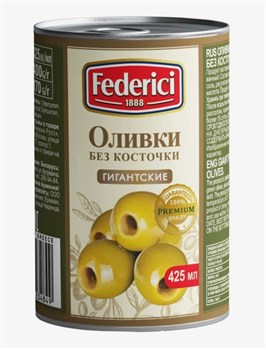 Оливки зеленые Гиганские б/к, FEDERICI, ж/б, Греция, 370 гр 2111